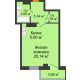 Студия 37,26 м² в ЖК Сокол на Оганова, дом Литер 1 - планировка