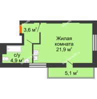 Студия 35,5 м², ЖК Космолет - планировка