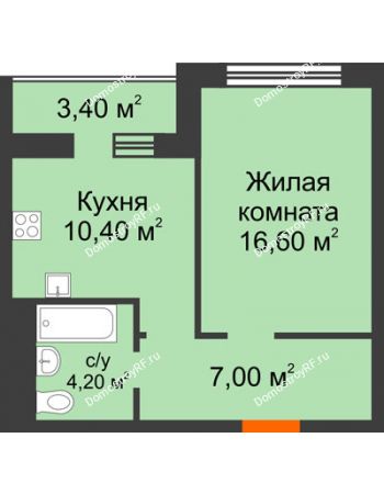 1 комнатная квартира 39,9 м² в МКР Почтовый, дом Литер 18