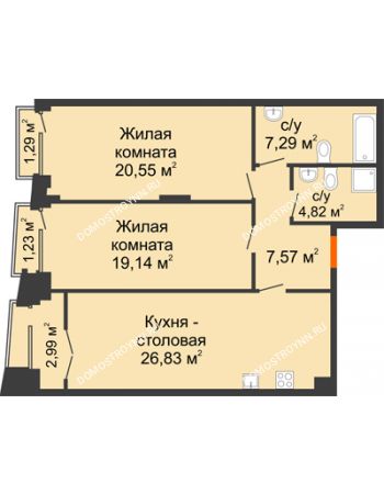 2 комнатная квартира 86,15 м² - Клубный дом на Ярославской