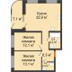 2 комнатная квартира 68,27 м² в ЖК Андерсен парк, дом ГП-5 - планировка