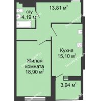 1 комнатная квартира 55,4 м² в ЖК Тихий Дон, дом № 1 - планировка
