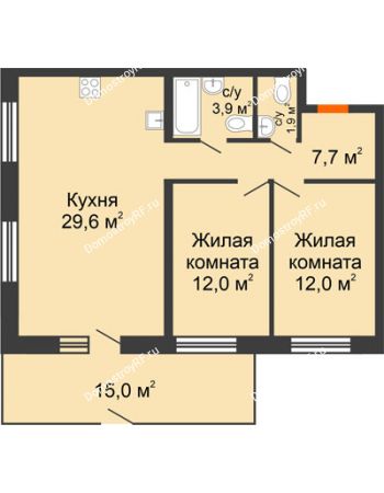 2 комнатная квартира 82,56 м² в ЖК Андерсен парк, дом ГП-5