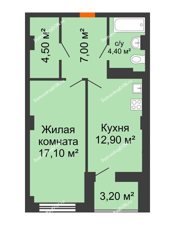 1 комнатная квартира 47,56 м² в ЖК Сокол Градъ, дом Литер 3 (6)