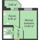 1 комнатная квартира 35,1 м² в ЖК Вересаево, дом Литер 15/2 - планировка