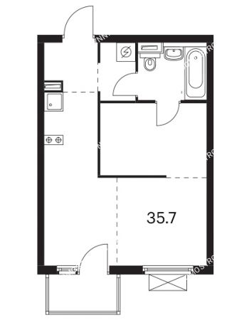 1 комнатная квартира 35,7 м² в ЖК Савин парк, дом корпус 5