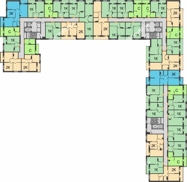 Планировка 3 этажа в доме 2 очередь - Литер 4 в ЖК Самолет