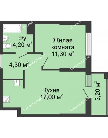 1 комнатная квартира 38,2 м² - ЖК Сказка