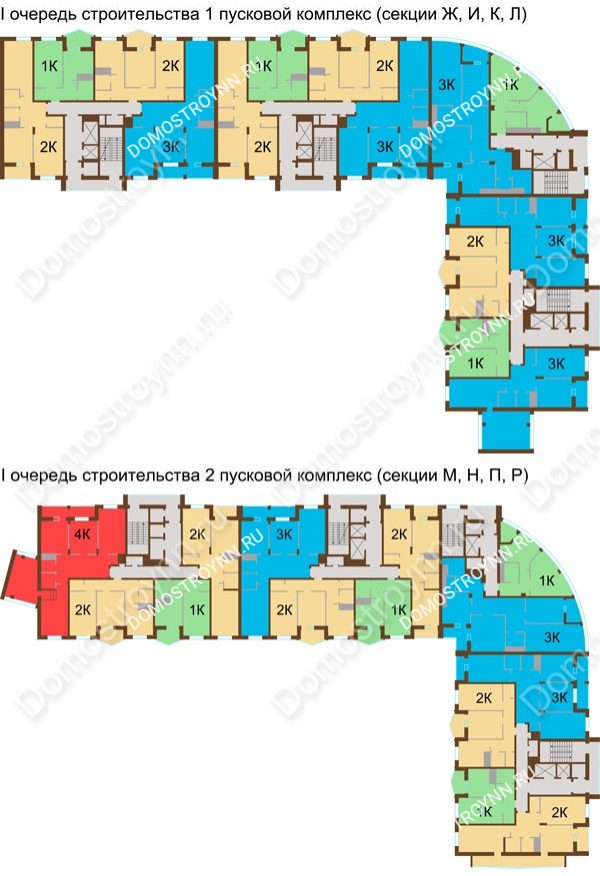 Планировка 13 этажа в доме № 89, корп. 1, 2 в ЖК Монолит