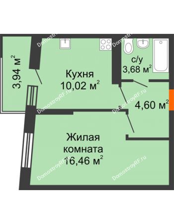 1 комнатная квартира 35,94 м² - ЖК Сограт