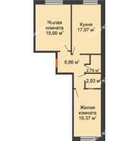 2 комнатная квартира 68,54 м², ЖК Две реки - планировка