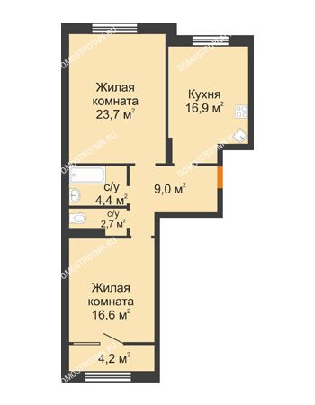 2 комнатная квартира 77,5 м² - ЖК Симфония Нижнего