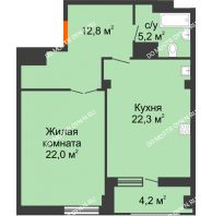 1 комнатная квартира 64,4 м² в ЖК Квартет, дом № 3 - планировка