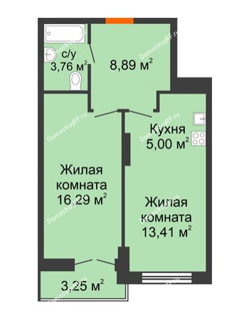 1 комнатная квартира 50,6 м² в ЖК Рассвет, дом № 6