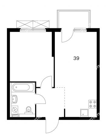 1 комнатная квартира 39 м² в ЖК Савин парк, дом корпус 1