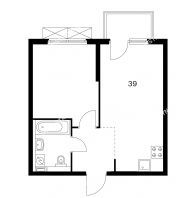 1 комнатная квартира 39 м² в ЖК Савин парк, дом корпус 1 - планировка