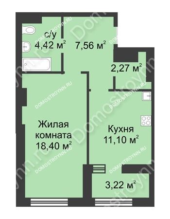 1 комнатная квартира 45,36 м² в ЖК Караваиха, дом № 5