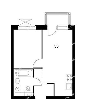 1 комнатная квартира 33 м² в ЖК Савин парк, дом корпус 2