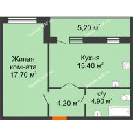 1 комнатная квартира 47,4 м² в ЖК Куйбышев, дом № 10 - планировка