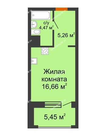 Студия 31,84 м² - ЖК Пешков