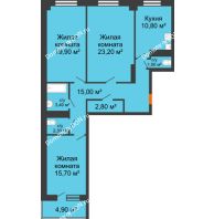 3 комнатная квартира 96,49 м² в ЖК Сокол Градъ, дом Литер 3 - планировка