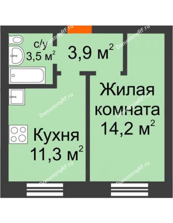 1 комнатная квартира 32,9 м² в ЖК Видный, дом № 2