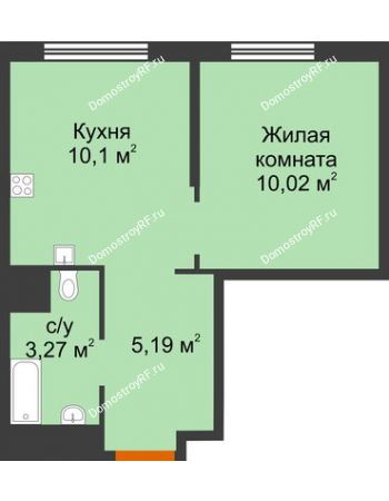 1 комнатная квартира 28,58 м² в ЖК Сердце Сибири, дом № 76, квартал Геологов (ГП-2)