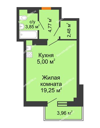 Студия 36,54 м² в ЖК Сокол на Оганова, дом Литер 3