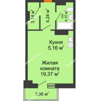 Студия 37,2 м² в ЖК Сокол на Оганова, дом Литер 1 - планировка