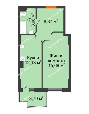 1 комнатная квартира 41,31 м² в ЖК Сердце Ростова 2, дом Литер 2
