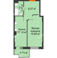 1 комнатная квартира 41,3 м² в ЖК Сердце Ростова 2, дом Литер 1 - планировка