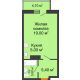 Студия 34,43 м² в ЖК Сокол на Оганова, дом Литер 2 - планировка