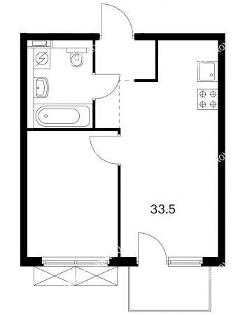 1 комнатная квартира 33,5 м² в ЖК Савин парк, дом корпус 3