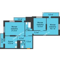 3 комнатная квартира 97,1 м², ЖК Космолет - планировка