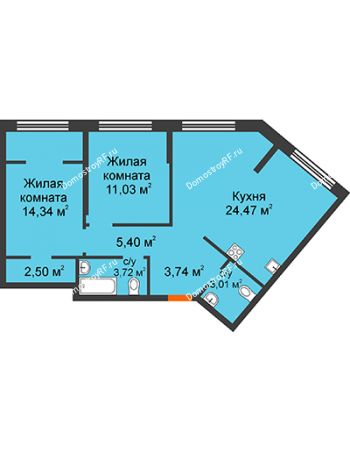 3 комнатная квартира 68,21 м² в ЖК Колумб, дом Сальвадор ГП-4