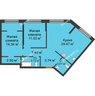3 комнатная квартира 68,21 м² в ЖК Колумб, дом Сальвадор ГП-4 - планировка