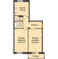 2 комнатная квартира 53 м² в ЖК Португалия, дом Литер 30 - планировка