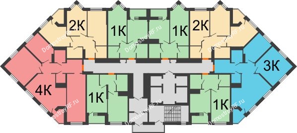 Планировка 14 этажа в доме № 1 в ЖК Новая Панорама
