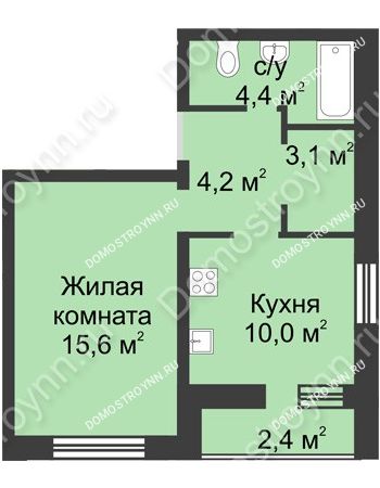 1 комнатная квартира 39,7 м² - ЖК Дом на Иванова