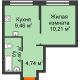 1 комнатная квартира 28,87 м² в ЖК Колумб, дом Сальвадор ГП-4 - планировка