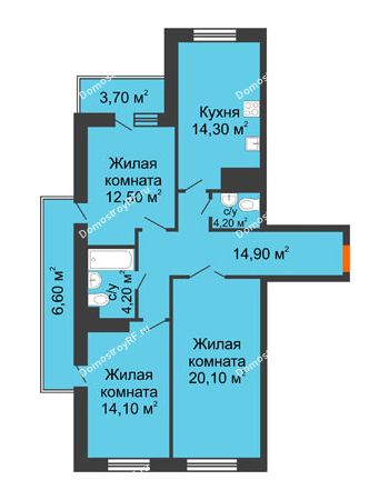3 комнатная квартира 86,2 м² - ЖК Орбита