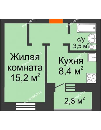 1 комнатная квартира 32,7 м² в ЖК Видный, дом № 2