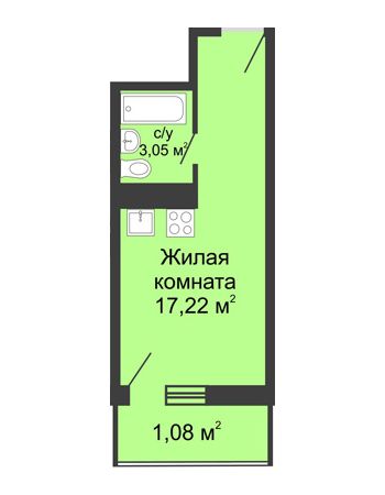Студия 21,35 м² - ЖК Центральный-2