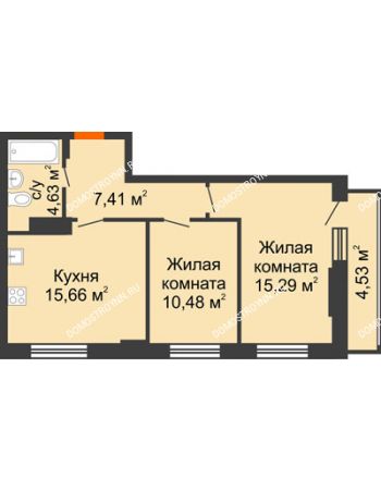 2 комнатная квартира 54,83 м² - ЖК КМ Флагман