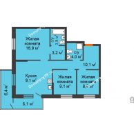 4 комнатная квартира 78,3 м² в ЖК City Life (Сити Лайф) , дом Секция C1 - планировка