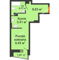Студия 27,67 м² в ЖК Рубин, дом Литер 3 - планировка