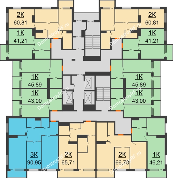 ЖК Горизонт - планировка 9 этажа