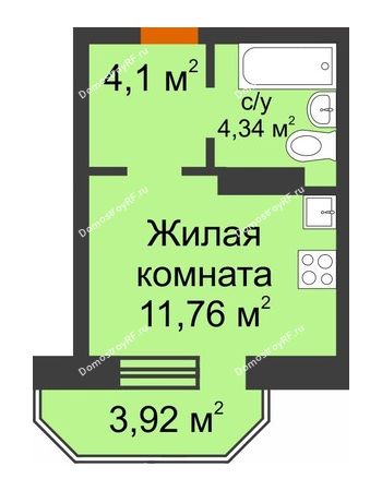 Студия 21,38 м² в ЖК Светлоград, дом Литер 15