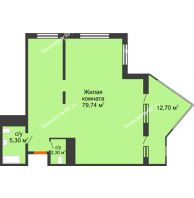1 комнатная квартира 91,14 м² в ЖК Элегант, дом Литер 9 - планировка
