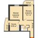 2 комнатная квартира 55,3 м² в ЖК Звезда Столицы, дом Литер 8 - планировка
